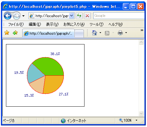 円グラフで枠線の色を設定する